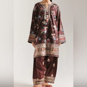 Ethnic winter two piece embrioded khadar dress